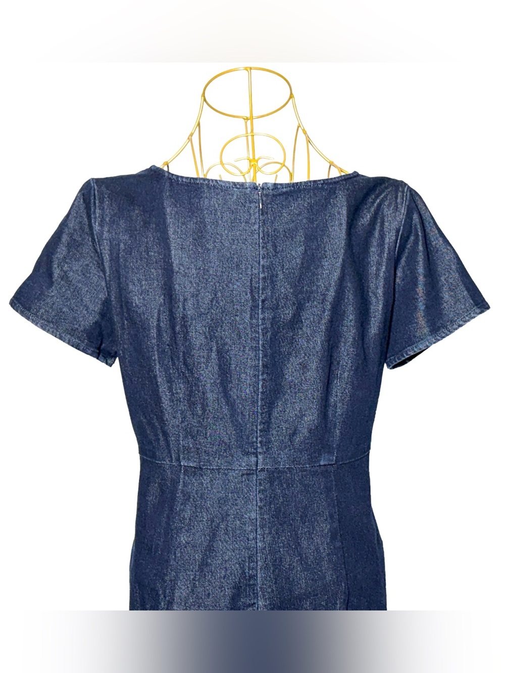 Eddie Bauer Dark Wash Denim Midi Dress with Short Sleeves, Size Medium - Picture 7 of 13